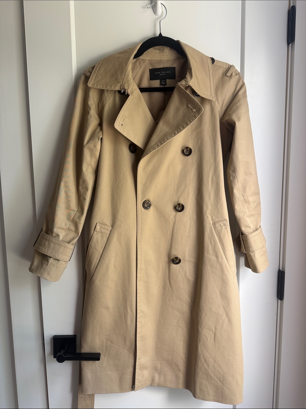 Ann Taylor Beige Petite Classic Trench Coat